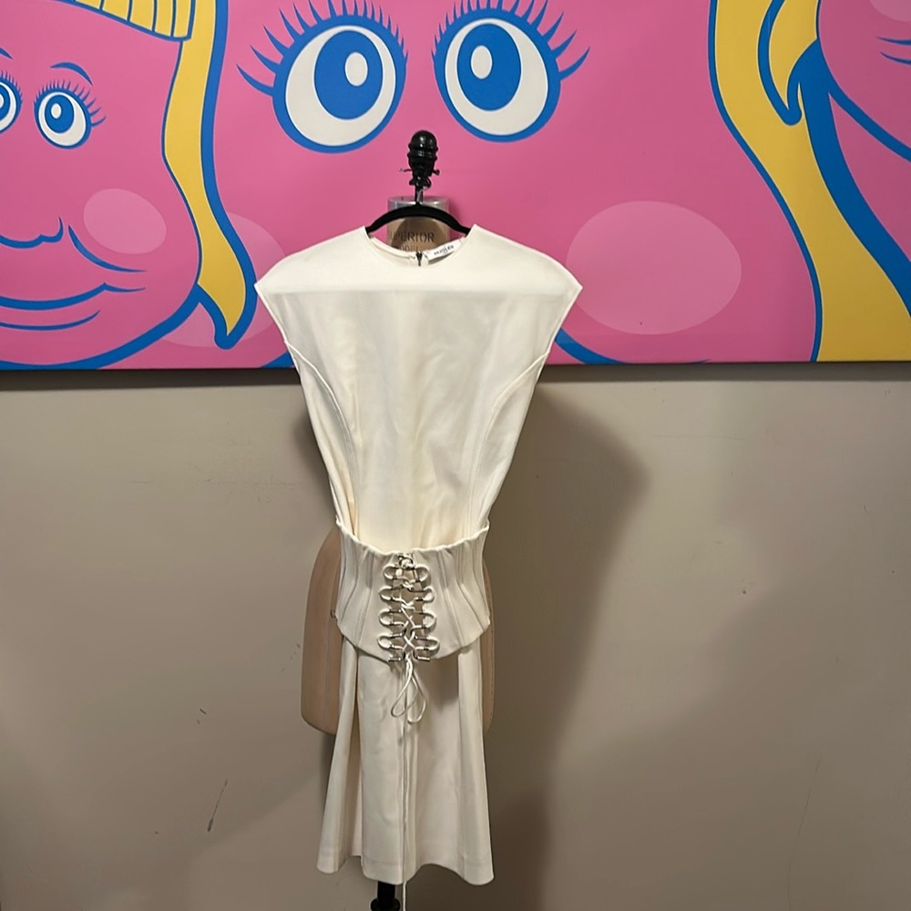 Mugler white knit corset dress